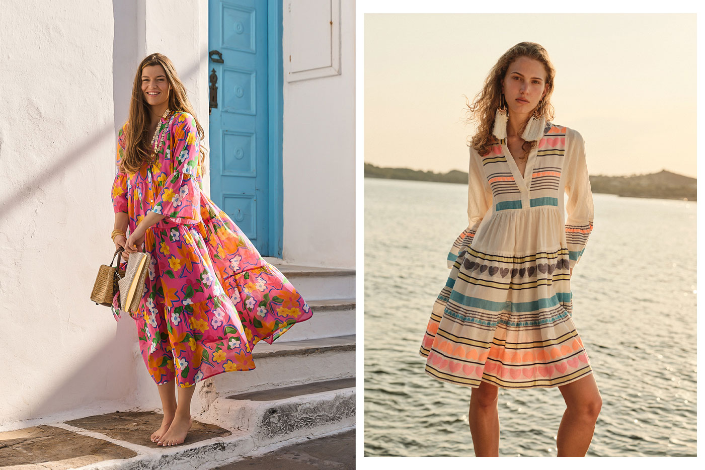 Zwei Models zeigen bunte Sommerkleider der Marken Grace und Devotion.